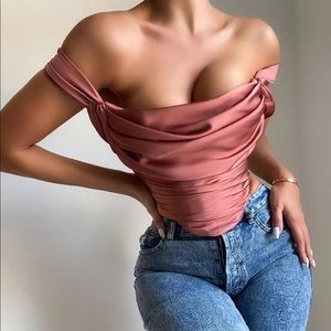 HOUSE OF CB AELLA SATIN COWL NECK DRAPED CORSET PRICE IS FIRM -SIZE S